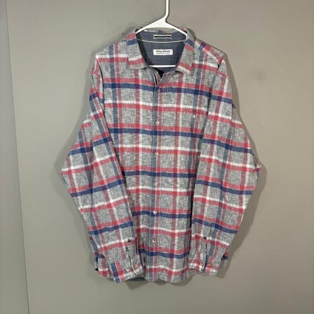 Tommy Bahama Canyon Beach Flannel Shirt Mens 2XLT Plaid Long Sleeve Button Up